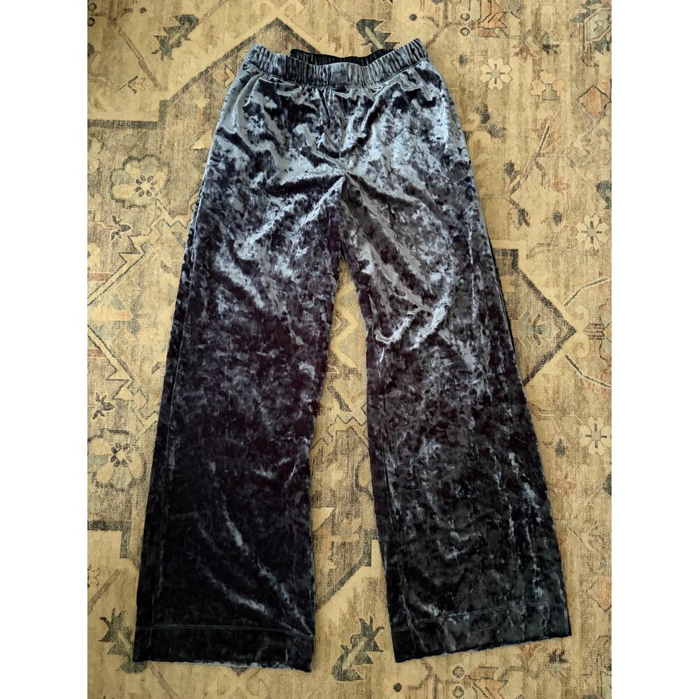 A New Day Womens Small Blue Crushed Velvet Wide Leg Pants Pull On Lounge
